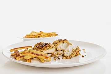 merluzzo gratinato al forno con patate arrosto fronte