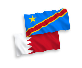 Flags of Democratic Republic of the Congo and Bahrain on a white background