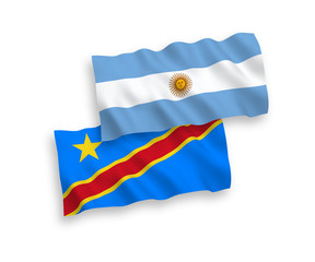 Flags of Democratic Republic of the Congo and Argentina on a white background