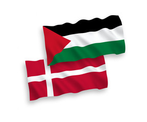 Flags of Denmark and Palestine on a white background