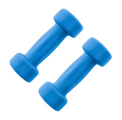 Pair dumbbells with a soft rubber covering isolated on white background