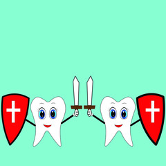 tooth with sword protect illustration