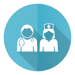 Doctor blue round flat design vector icon isolated on white background