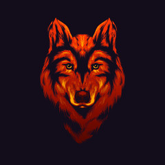 Gold wolf head illustration