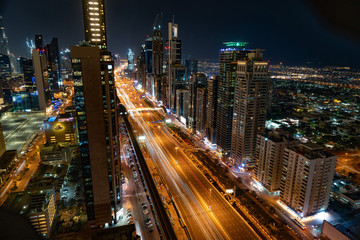Dubai skyline in the night time, United Arab Emirates