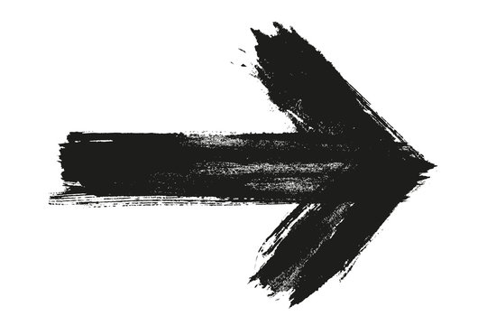 Grunge arrow vector. Brush paint black.