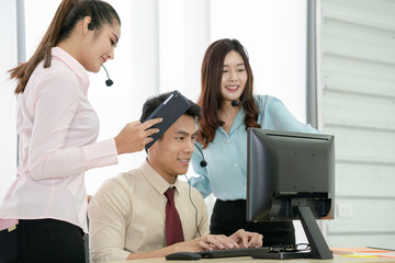 Successful Business Team Working In A Call Center