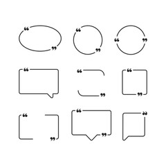 Quote box frame SET3 for the great design of speech quotation marks. Templates of texting black line quote frames for definition, remark, and citation design. Creative vector retro marks collection