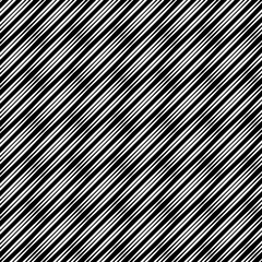 Reliefless infinite diagonal texture, black lines of variable width on white. Seamless vector pattern, repeat texture background.