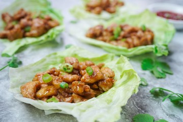 Homemade Lettuce Wraps, selective focus