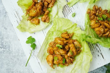 Homemade Lettuce Wraps, selective focus