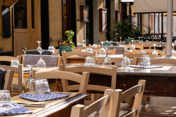 Tables in an outdoor restaurant