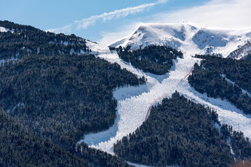 World Cup tracks in the ski area of Grandvalira, Andorra.