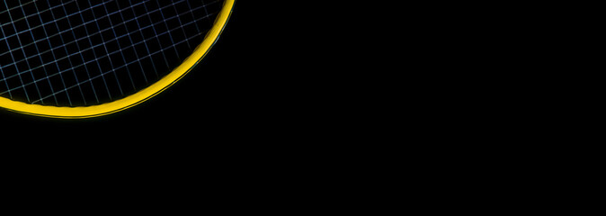 Close-up Yellow Tennis Racket on Black Background