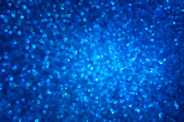 Naklejka na ściany i meble Abstract classic blue blurred background. Glitter festive backdrop.