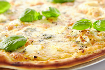 Four Cheeses Pizza with Parmesan, Gorgonzola, Mozzarella and Gouda