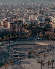 aerial views of the traffic of the beautiful city, Barcelona