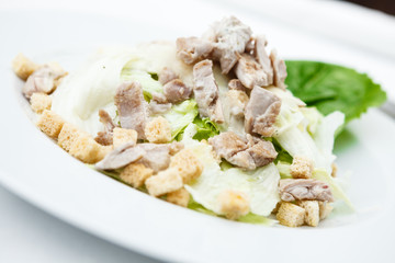 Classic Caesar salad served on a plate