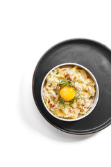 Baked carbonara top view