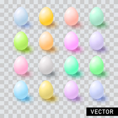 Happy Easter. Egg set on transparent background. Colorful vector collection. Holiday celebration design vector illustration for your design