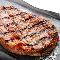 Ribeye steak with salt and spices