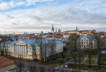 Tallinn, Estonia, old town skyline of Toompea Hill.
