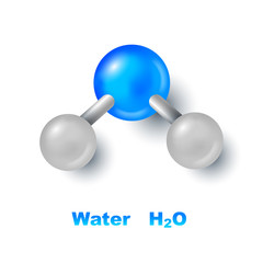 Chemistry model of molecule water scientific elements. Integrated particles hydrogen, oxygen. Vector illustration. Isolated on white background. Chemistry conceptual realistic icon for education. H2O