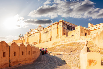 Fototapeta premium Amber Fort in Jaipur, India, beautiful view, no people