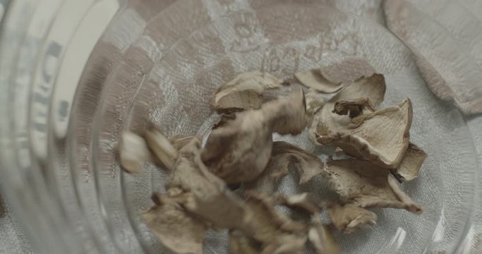 caduta di funghi secchi