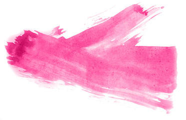 Abstract watercolor background hand-drawn on paper. Volumetric smoke elements. Pink color. For design, web, card, text, decoration, surfaces.