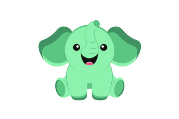 Little elephant. Flat vector illustration.