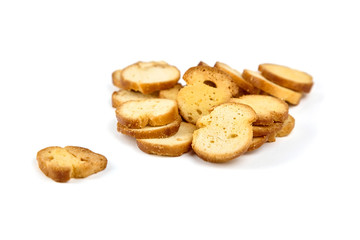 Bruschette chips, sliced grilled bread, beer snack