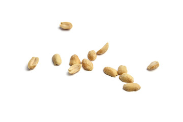 Obraz premium Roasted peanuts, salted beer snack, group, isolated