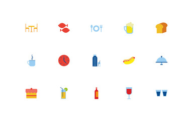 bundle of restaurant set flat icons