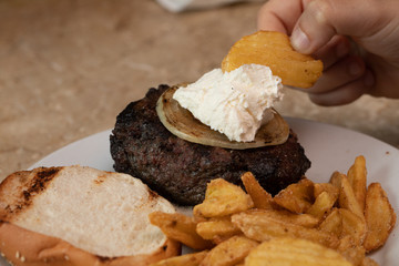 hamburger with Philadelphia cheese