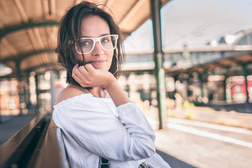 Close-up young woman. Portrait of trendy girl