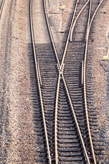 Fototapeta na wymiar Weichen, Schienen, Szenen aus der Eisenbahngeschichte