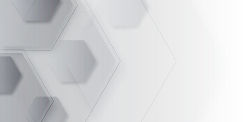 White technology hexagonal abstract background with halfotne and hexagonal shape