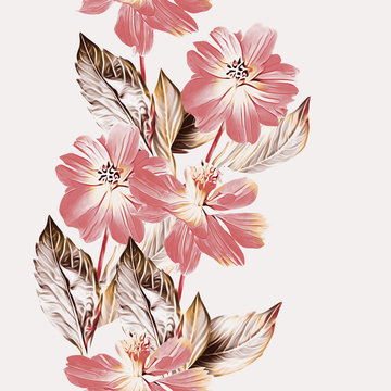 Springflowers  seamless garland.