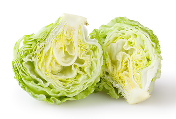 Fresh iceberg letuce isolated on white background with clipping path