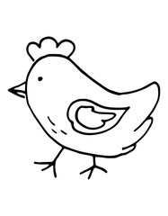chicken outline, line art drawing, illustration of bird