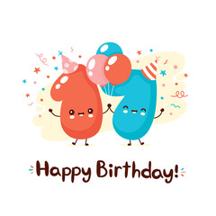 Cute numbers seventeen with balloons