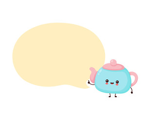 Cute happy smiling teapot. Vector 