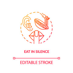 Eat in silence concept icon. Conscious nutrition idea thin line illustration. Enjoying meal without distractions, dinner in peace and quiet. Vector isolated outline RGB color drawing