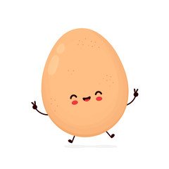 Cute happy chicken egg. Vector flat cartoon