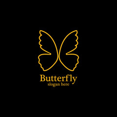 Golden butterfly on black background.logo template for beauty salon,spa salon,etc.