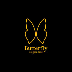 Golden butterfly on black background.logo template for beauty salon,spa salon,etc.