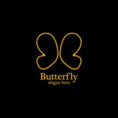 Golden butterfly on black background.logo template for beauty salon,spa salon,etc.