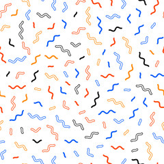 Kids pattern. Memphis style seamless pattern. Abstract vector illustration with geometric elements, shapes.