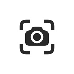 Camera Icon in flat style isolated on white background. Scanning camera glyph